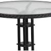 Flash Furniture 3-Piece Patio Dining Set with Round Glass Metal Table and 2 Stackable Rattan Chairs, Indoor/Outdoor Bistro Table and Chairs Set, Gray(Clear/Black)