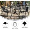 Flash Furniture 3-Piece Patio Dining Set with Round Glass Metal Table and 2 Stackable Rattan Chairs, Indoor/Outdoor Bistro Table and Chairs Set, Gray(Clear/Gray)
