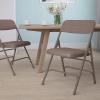 Flash Furniture 4 Pack HERCULES Series Curved Triple Braced & Double Hinged Gray Vinyl Metal Folding Chair(Beige Fabric/Beige Frame)