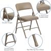 Flash Furniture 4 Pack HERCULES Series Curved Triple Braced & Double Hinged Gray Vinyl Metal Folding Chair(Beige Vinyl/Beige Frame)