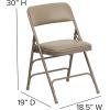 Flash Furniture 4 Pack HERCULES Series Curved Triple Braced & Double Hinged Gray Vinyl Metal Folding Chair(Beige Vinyl/Beige Frame)