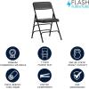 Flash Furniture 4 Pack HERCULES Series Curved Triple Braced & Double Hinged Gray Vinyl Metal Folding Chair(Black Vinyl/Black Frame)