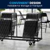 Flash Furniture 4 Pack HERCULES Series Curved Triple Braced & Double Hinged Gray Vinyl Metal Folding Chair(Black Vinyl/Black Frame)