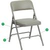 Flash Furniture 4 Pack HERCULES Series Curved Triple Braced & Double Hinged Gray Vinyl Metal Folding Chair(Gray Vinyl/Gray Frame)