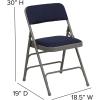 Flash Furniture 4 Pack HERCULES Series Curved Triple Braced & Double Hinged Gray Vinyl Metal Folding Chair(Navy Fabric/Gray Frame)