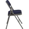 Flash Furniture 4 Pack HERCULES Series Curved Triple Braced & Double Hinged Gray Vinyl Metal Folding Chair(Navy Fabric/Gray Frame)