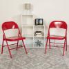 Flash Furniture 4 Pack HERCULES Series Double Braced Red Metal Folding Chair(Red)