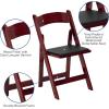 Flash Furniture 4 Pack HERCULES Series Fruitwood Wood Folding Chair with Vinyl Padded Seat(Mahogany)