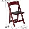 Flash Furniture 4 Pack HERCULES Series Fruitwood Wood Folding Chair with Vinyl Padded Seat(Mahogany)