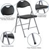 Flash Furniture 4 Pack Hercules Series Black Vinyl Metal Folding Chair with Carrying Handle and Madelyn Folding Card Table – Black | Portable Square Table with Collapsible Legs