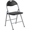 Flash Furniture 4 Pack Hercules Series Black Vinyl Metal Folding Chair with Carrying Handle and Madelyn Folding Card Table – Black | Portable Square Table with Collapsible Legs