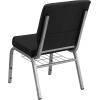 Flash Furniture 4 Pk. HERCULES Series 18.5”W Church Chair in Black Patterned Fabric with Cup Book Rack – Silver Vein Frame(Black Patterned Fabric/Silver Vein Frame)