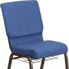 Flash Furniture 4 Pk. HERCULES Series 18.5”W Church Chair in Black Patterned Fabric with Cup Book Rack – Silver Vein Frame(Blue Fabric/Gold Vein Frame)