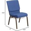 Flash Furniture 4 Pk. HERCULES Series 18.5”W Church Chair in Black Patterned Fabric with Cup Book Rack – Silver Vein Frame(Blue Fabric/Gold Vein Frame)
