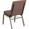 Flash Furniture 4 Pk. HERCULES Series 18.5”W Church Chair in Black Patterned Fabric with Cup Book Rack – Silver Vein Frame(Brown Dot Fabric/Gold Vein Frame)