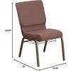 Flash Furniture 4 Pk. HERCULES Series 18.5”W Church Chair in Black Patterned Fabric with Cup Book Rack – Silver Vein Frame(Brown Dot Fabric/Gold Vein Frame)