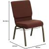 Flash Furniture 4 Pk. HERCULES Series 18.5”W Church Chair in Black Patterned Fabric with Cup Book Rack – Silver Vein Frame(Brown Fabric/Gold Vein Frame)
