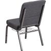 Flash Furniture 4 Pk. HERCULES Series 18.5”W Church Chair in Black Patterned Fabric with Cup Book Rack – Silver Vein Frame(Dark Gray Fabric/Silver Vein Frame)