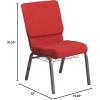 Flash Furniture 4 Pk. HERCULES Series 18.5”W Church Chair in Black Patterned Fabric with Cup Book Rack – Silver Vein Frame(Red Fabric/Silver Vein Frame)
