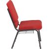 Flash Furniture 4 Pk. HERCULES Series 18.5”W Church Chair in Black Patterned Fabric with Cup Book Rack – Silver Vein Frame(Red Fabric/Silver Vein Frame)