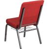 Flash Furniture 4 Pk. HERCULES Series 18.5”W Church Chair in Black Patterned Fabric with Cup Book Rack – Silver Vein Frame(Red Fabric/Silver Vein Frame)