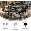 Flash Furniture 5-Piece Patio Dining Set with 31.5″ Square Glass Metal Table and 4 Stackable Slat Back Chairs, Indoor/Outdoor Bistro Set, Black(Black)
