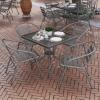 Flash Furniture 5-Piece Patio Dining Set with 31.5″ Square Glass Metal Table and 4 Stackable Slat Back Chairs, Indoor/Outdoor Bistro Set, Black(Silver)