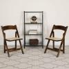 Flash Furniture 7′ x 40″ Rustic Solid Pine Folding Farm Table and 4 Fruitwood Wood Folding Chairs with Vinyl Padded Seats