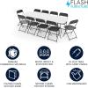 Flash Furniture 8′ Plastic Bi-Fold Training Table Set with 10 Folding Chairs, 11-Piece Rectangular Folding Training Table and Chairs Set, White/Black