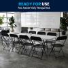 Flash Furniture 8′ Plastic Bi-Fold Training Table Set with 10 Folding Chairs, 11-Piece Rectangular Folding Training Table and Chairs Set, White/Black