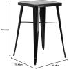 Flash Furniture Aaron Commercial Grade 23.75″ Square White Metal Indoor-Outdoor Bar Height Table(Black)
