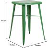 Flash Furniture Aaron Commercial Grade 23.75″ Square White Metal Indoor-Outdoor Bar Height Table(Green)