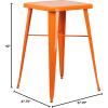 Flash Furniture Aaron Commercial Grade 23.75″ Square White Metal Indoor-Outdoor Bar Height Table(Orange)