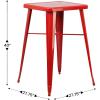 Flash Furniture Aaron Commercial Grade 23.75″ Square White Metal Indoor-Outdoor Bar Height Table(Red)