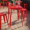 Flash Furniture Aaron Commercial Grade 23.75″ Square White Metal Indoor-Outdoor Bar Height Table(Red)