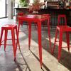 Flash Furniture Aaron Commercial Grade 23.75″ Square White Metal Indoor-Outdoor Bar Height Table(Red)