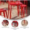 Flash Furniture Aaron Commercial Grade 23.75″ Square White Metal Indoor-Outdoor Bar Height Table(Red)