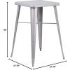 Flash Furniture Aaron Commercial Grade 23.75″ Square White Metal Indoor-Outdoor Bar Height Table(Silver)