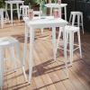 Flash Furniture Aaron Commercial Grade 23.75″ Square White Metal Indoor-Outdoor Bar Height Table(White)
