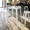 Flash Furniture Aaron Commercial Grade 23.75″ Square White Metal Indoor-Outdoor Bar Height Table(White)
