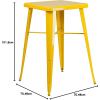 Flash Furniture Aaron Commercial Grade 23.75″ Square White Metal Indoor-Outdoor Bar Height Table(Yellow)