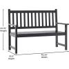 Flash Furniture Adele Commercial Indoor/Outdoor Acacia Wood Bench, 2-Person Slatted Patio Loveseat, for Use in Yard, Garden, Porch, or Park, Black(Black)
