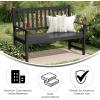 Flash Furniture Adele Commercial Indoor/Outdoor Acacia Wood Bench, 2-Person Slatted Patio Loveseat, for Use in Yard, Garden, Porch, or Park, Black(Black)
