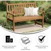 Flash Furniture Adele Commercial Indoor/Outdoor Acacia Wood Bench, 2-Person Slatted Patio Loveseat, for Use in Yard, Garden, Porch, or Park, Black(Brown)