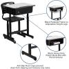 Flash Furniture Adjustable Student Desk and Chair Set for Classrooms or Remote Learning, Adjustable School Desk with Chair and Book Box, Gray/Black(Set of 3)