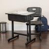 Flash Furniture Adjustable Student Desk and Chair Set for Classrooms or Remote Learning, Adjustable School Desk with Chair and Book Box, Gray/Black(Set of 3)