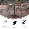 Flash Furniture Aluminum 5-Piece Patio Dining Set with Square Table and 4 Slat Back Chairs, Indoor/Outdoor Bistro Table and Chairs Set, Silver(Bronze)