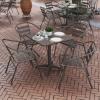 Flash Furniture Aluminum 5-Piece Patio Dining Set with Square Table and 4 Slat Back Chairs, Indoor/Outdoor Bistro Table and Chairs Set, Silver(Bronze)