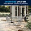 Flash Furniture Aluminum 5-Piece Patio Dining Set with Square Table and 4 Slat Back Chairs, Indoor/Outdoor Bistro Table and Chairs Set, Silver(Multi Color)
