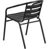 Flash Furniture Aluminum Slat Back Stacking Outdoor Restaurant Chairs, Modern Stackable Patio Chairs for Restaurants, Set of 4, Black(Black)